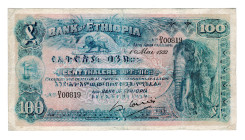 Ethiopia 100 Thalers 1932
P# 10, N# 297434; # D/1 00819; VF
