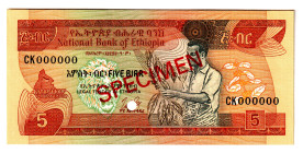 Ethiopia 5 Birr 1976 Specimen
P# 31s, N# 206980; # CK000000; UNC