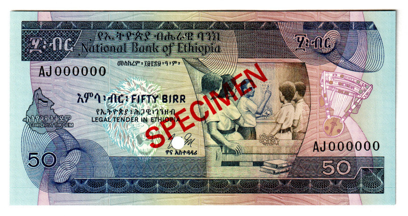 Ethiopia 50 Birr 1976 Specimen
P# 33s, N# 208362; # AJ000000; UNC