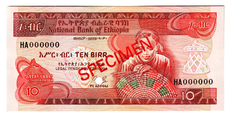 Ethiopia 10 Birr 1969 Specimen
P# 41s, N# 214795; # HA000000; UNC