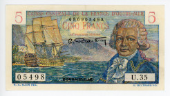 French Equatorial Africa 5 Francs 1947 (ND)
P# 20B, N# 213365; # U.35 05498; XF-AUNC