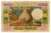 French Somaliland 1000 Francs 1952 (ND)
P# 28, N# 262155; # N.49 001212521; F