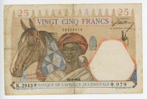 French West Africa 25 Francs 1942
P# 27, N# 220115; # K.2943 979; VF