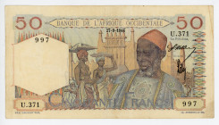 French West Africa 50 Francs 1944
P# 39, N# 220118; # U.371 997; VF
