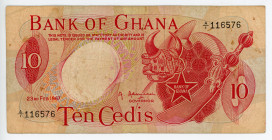 Ghana 10 Cedis 1967
P# 12a, N# 235815; # A/1 116576; F-VF