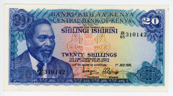 Kenya 20 Shillings 1976
P# 13c, N# 241997; # B/85 310142; Lions; AUNС