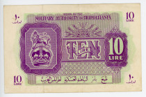 Libya Tripolitania 10 Lira 1943 (ND)
P# M4, N# 207656; Issued by The Military Authority in Tripolitania; XF