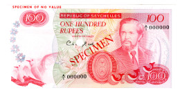 Seychelles 100 Rupees 1977 (ND) Specimen
P# 22s, N# 283461; # A/1 000000; UNC
