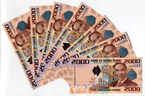 Sierra Leone 7 x 2000 Leones 2016
P# 31, N# 203851; # FR 207253 - 59; With Consecutive Numbers; UNC
