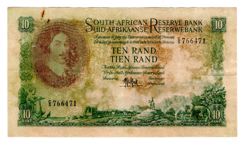 South Africa 10 Rand 1961 - 1965 (ND)
P# 106, N# 231964; # C/5 766471; VF