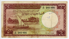 Sudan 5 Pounds 1965
P# 9b, N# 286939; # D/51 049486; VF