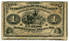 Argentina 1 Peso 1869
P# S481a, N# 219003; # 551000; F