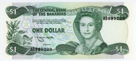 Bahamas 1 Dollar 1974
P# 43b, N# 203959; # AB 999299; UNC
