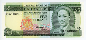 Barbados 5 Dollars 1986 (ND)
P# 37, N# 224098; # G15103890; UNC