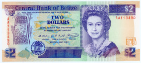 Belize 2 Dollars 1990
P# 52a, N# 205515; # AA113490; UNC