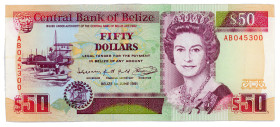 Belize 50 Dollars 1991
P# 56b, N# 205720; # AB045300; XF