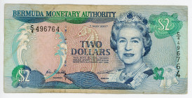 Bermuda 2 Dollars 2007
P# 50b, N# 205517; # C/4 496764; Very rare year; F