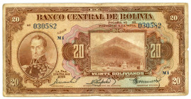 Bolivia 20 Bol 1928
P# 122a, N# 227898; # M1 030582; XF