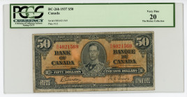 Canada 50 Dollars 1937 PCGS CURRENCY 20
P# BC# 26b, N# 201725; # B/H 4021569; VF