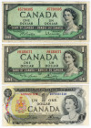 Canada 3 x 1 Dollar 1954 - 1973
P# 66a, 66b, 85, VF