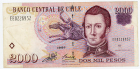 Chile 2000 Pesos 1997
P# 158a, N# 225701; # EE0226952; VF