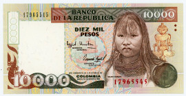 Colombia 10000 Pesos 1993
P# 437A, N# 213677; # 17965545; UNC