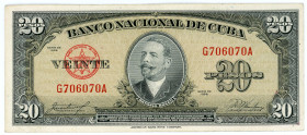 Cuba 20 Pesos 1958
P# 80b, N# 219705; # G706070A; XF