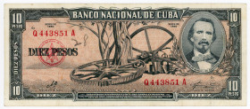 Cuba 10 Pesos 1960
P# 88c, N# 205093; # Q443851A; UNC
