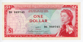 East Caribbean States 1 Dollar 1965 (ND)
P# 13a, N# 207949; # B6 949745; Signature 2; XF