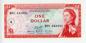 East Caribbean States Antigua 1 Dollar 1965 (ND) A
P# 13h, N# 207949; # B93 442931; UNC