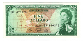 East Caribbean States 5 Dollars 1965 (ND)
P# 14d, N# 202484; # B2 670225; UNC