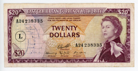 East Caribbean States 20 Dollars 1965 (ND)
P# 15, N# 219645; # A24238335; VF