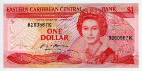 East Caribbean States 1 Dollar 1988 - 1989 (ND)
P# 21k, N# 235423; # B260567K; UNC