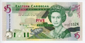 East Caribbean States Saint Kitts 5 Dollars 1993 (ND) K
P# 26k, N# 206626; # B737332K; UNC