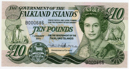 Falkland Islands 10 Pounds 2011
P# 18, N# 203660; # B000686; UNC