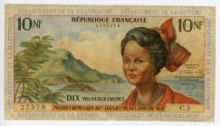 French Antilles 10 Nouveaux Francs 1963 (ND)
P# 5a, N# 210727; # C.3 27579; F