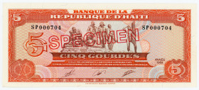 Haiti 5 Gourdes 1989
P# 255s, N# 204960; # SP000704; UNC