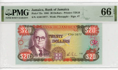 Jamaica 20 Dollars 1985 PMG 66 EPQ Gem Uncirculated
P# 72a, # AS613977