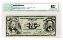 Mexico Revolution 10 Pesos 1915 ICG 63
P# S1045b, N# 215962; # 33449; UNC