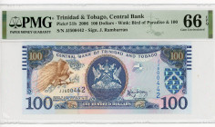 Trinidad & Tobago 100 Dollars 2006 PMG 66 EPQ Gem Uncirculated
P# 51b, # JJ500442
