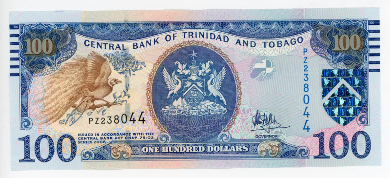 Trinidad & Tobago 100 Dollars 2006
P# 51b, N# 241438; # PZ238044; Signature Ram...