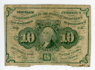 United States 10 Cents 1862
P# 98c, N# 242455; # Postage Currency- 1st issue; With ABNC; F