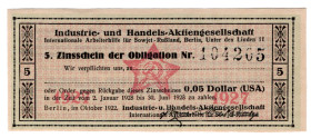 United States Coupon Help USA to USSR 0,05 Dollar 1922 (ND)
# 104205; UNC