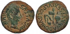 CARTAGONOVA, Cartagena (Murcia). Semis. Augusto (27-14 a.C.). R/ Instrumentos pontificales. AE 6,26 g. I-594. PPR-168. Golpecito en anv. Pátina verde ...