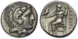 ALEJANDRO III. Lampsacus. Dracma (328-323 a.C.). R/ Marca: maza a la izq. AR 4,28 g. PRC-1347.MBC.