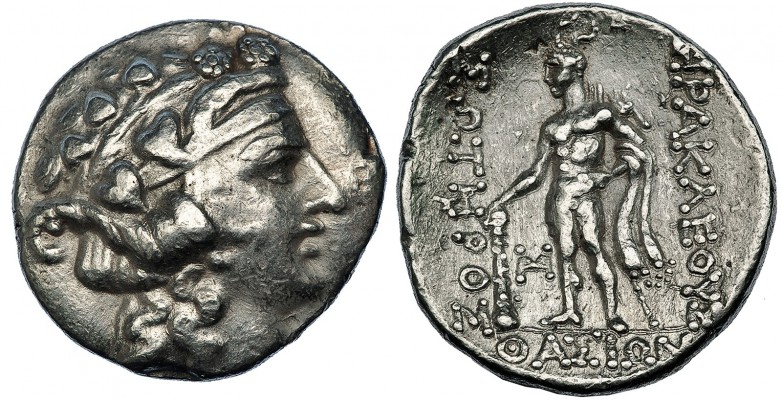 ISLAS DE TRACIA. Tasos. Tetradracma (148 a.C.). A/ Cabeza de Dionisos a der. R/ ...