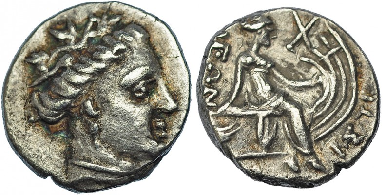 EUBOEA. Histiaea. Tetróbolo (siglo III-II a.C.). A/ Cabeza de Maenad a der. R/ H...