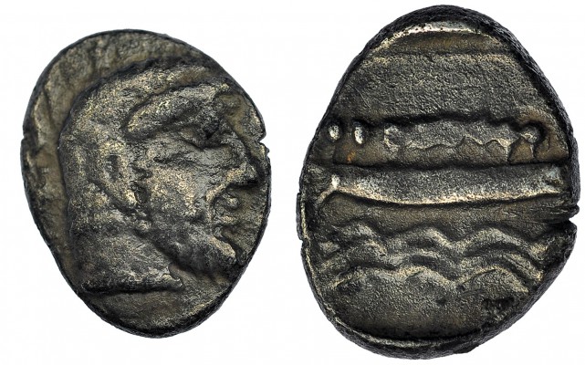 FENICIA. Aradus. Tetróbolo (400-350 a.C.). A/ Cabeza masculina laureada a der. R...