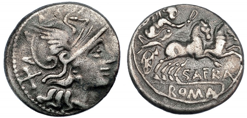 AFRANIA. Denario. Roma (150 a.C.). R/ SAFRA. FFC-133. SB-1. BC+/MBC-.