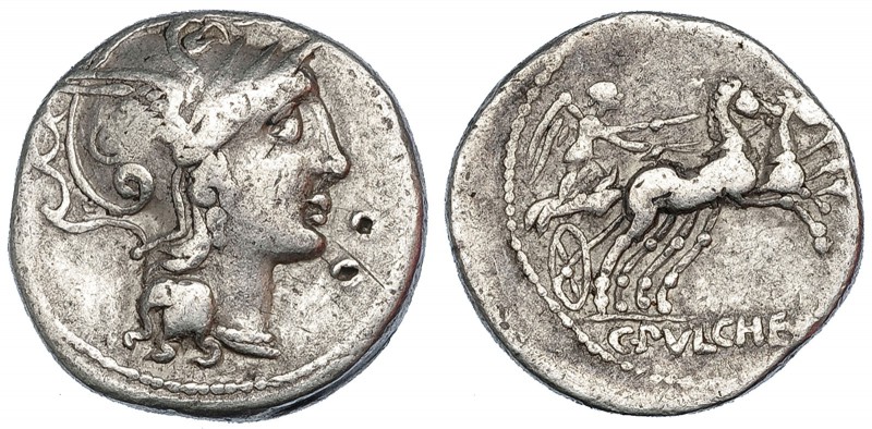 CLAUDIA. Denario. Roma (110-109 a.C.). R/ C. PVLCHER. FFC-565. SB-1. Contramarca...